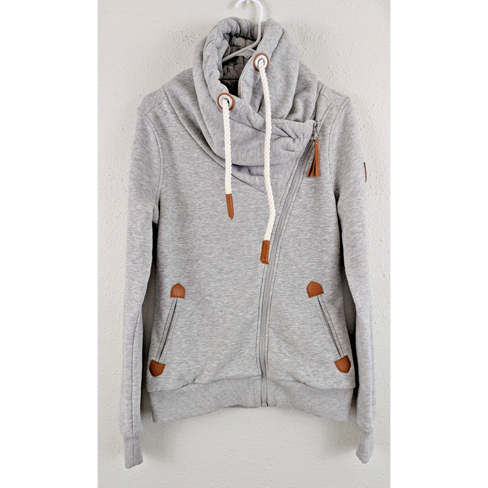 Wanakome sz S Sweatshirt Hoodie Jacket gray asymmetrical zip men 1764